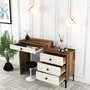 Hanah Home Lizbon 554 Tocador de Maquillaje Nogal y Crema
